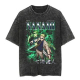 Hip Hop Streetwear Japanese Anime Graphic T Shirt Washed