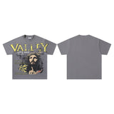 Valley t-shirt men's short-sleeved street printing hot diamond washed cotton