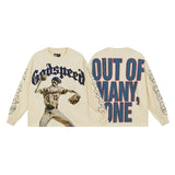 Men's long-sleeve t-shirt - washed print tee - 100% cotton