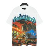 Men's youth t-shirt with rhinestone print, 100% cotton, american retro style