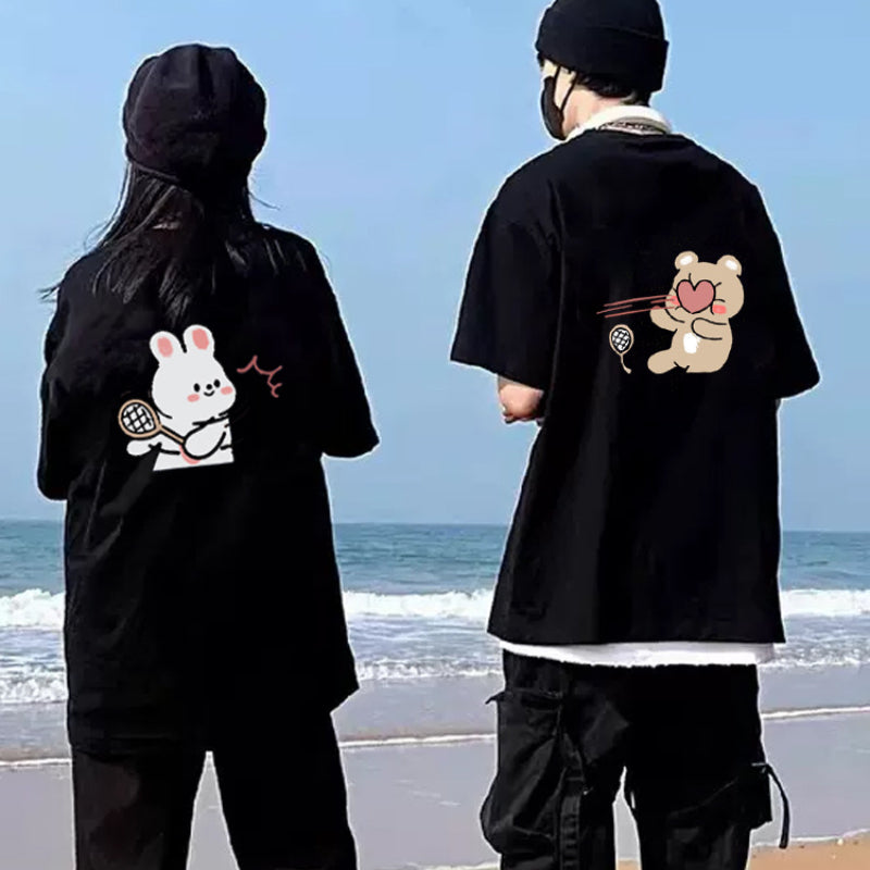 Paired Clothes Sports Bear Printing Couple T-Shirt