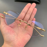 CHH Chrome Hearts Glasses Frameless Perforated Round Vintage Myopia Glasses Frame