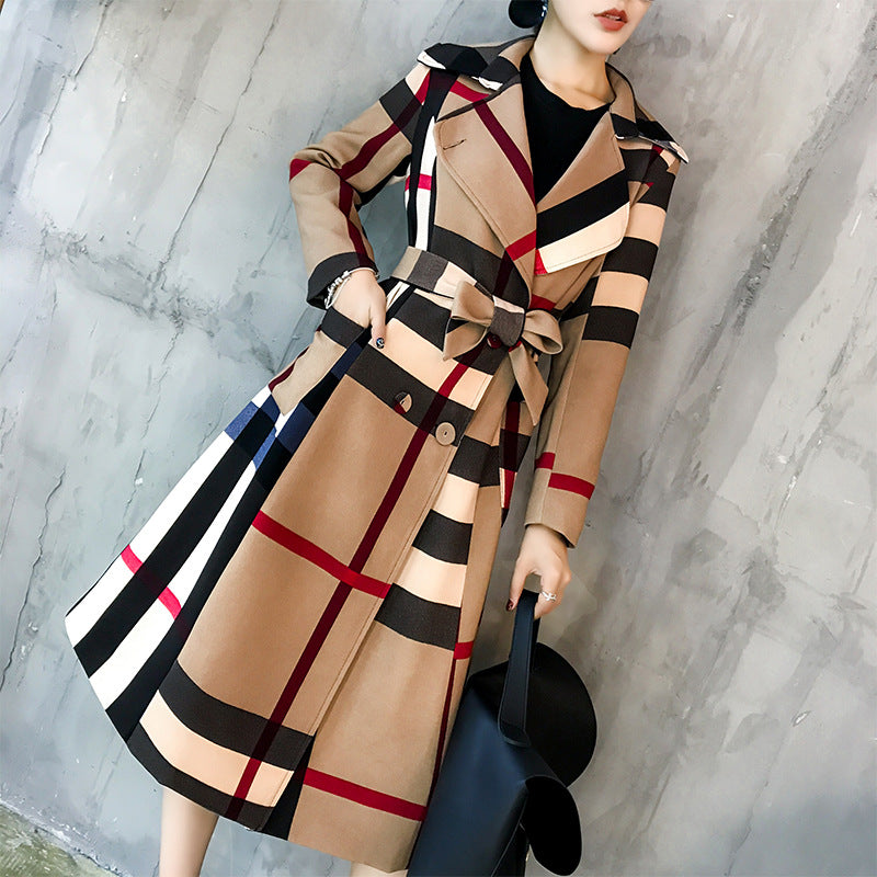 Women Coat Autumn and Winter Women's Lapel Slim-Fit Long
