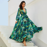 Jungle Print Maxi Dress Spring and Summer Sexy Long Dress