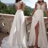 Slutty Wedding Dress Sexy Lace Split Evening Long Dress