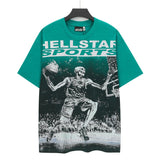 Men's t-shirt short-sleeved washed hot diamond printing g pure cotton hip hop street printing