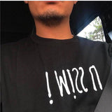 Madness I Miss U Tee Fashion Brand Short Sleeve T-shirt Men's Hong Kong Style Trendy Top Simple T-shirt Black and White Base Shirt