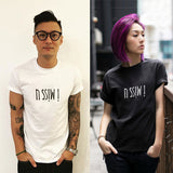 Madness I Miss U Tee Fashion Brand Short Sleeve T-shirt Men's Hong Kong Style Trendy Top Simple T-shirt Black and White Base Shirt