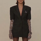 Frankie Shop Hourglass Blazer Spring and Summer Stitching Long-Sleeved Coat for Women