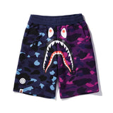 Bathing Ape Shorts Purple Patchwork Blue Men and Women Summer Camouflage Shorts Fashion Brand Casual Shorts
