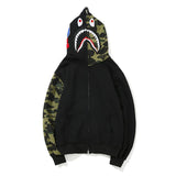 Bathing Ape Hoodie Autumn and Winter Fashion Brand Camouflage Embroidery Stitching Sleeves Cardigan Zipper Hoodie Coat