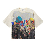 Bkys men's short-sleeve t-shirt - streetwear print, washed, rhinestone detail, 100% cotton