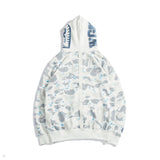 Bathing Ape Hoodie Starry Sky Sweater Black and White Starry Sky Blue Shark Hat Printed Casual Hooded Sweater