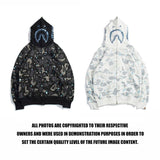 Bathing Ape Hoodie Starry Sky Sweater Black and White Starry Sky Blue Shark Hat Printed Casual Hooded Sweater