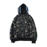 Bathing Ape Hoodie Starry Sky Sweater Black and White Starry Sky Blue Shark Hat Printed Casual Hooded Sweater