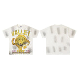 Valley t-shirt men's short-sleeved street printing hot diamond washed cotton
