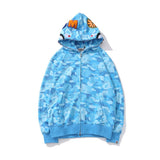 Bathing Ape Hoodie Blue Jellyfish Ghost Fire Camouflage Shark Sweater Hooded Coat Casual Fashion Brand Zip Hoodie
