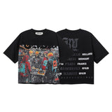 Bkys men's short-sleeve t-shirt - streetwear print, washed, rhinestone detail, 100% cotton