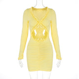 Homecoming Dresses Tight Solid Color Hollow Button Dress