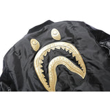 Bathing Ape Jacket Black Gold Embroidered Leather Jacket Baseball Uniform Autumn and Winter Thickening Cotton-Padded Coat Men's Clothing