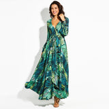 Jungle Print Maxi Dress Spring and Summer Printed Dress