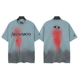 Men's t-shirt short-sleeved washed hot diamond printing g pure cotton hip hop street printing