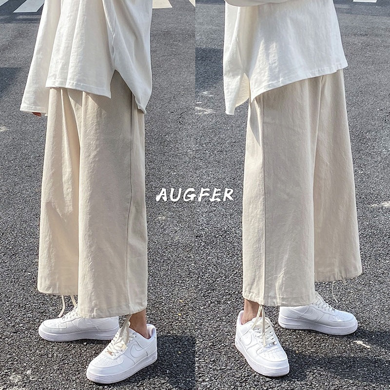 Men Sweatpants Men Loose Straight Ankle-Tied All-Matching Summer