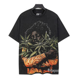 Godspeed t-shirt short-sleeved men's washed cotton printing hot diamond holes street clothing