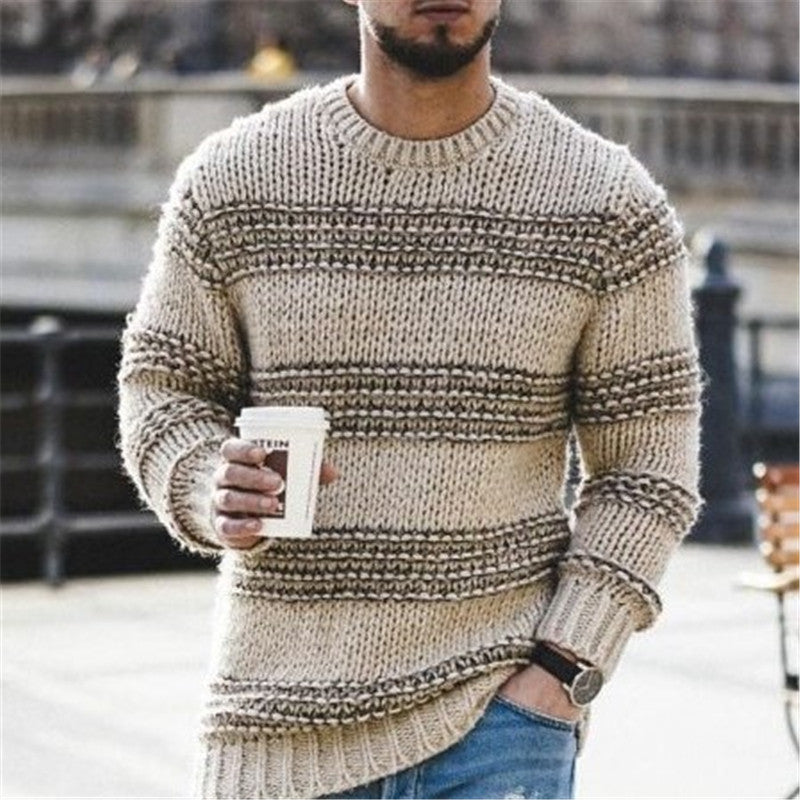 Men Sweater Fall Winter Men Crew Neck Sweater Pullover