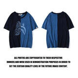 Bathing Ape T Shirt Tiger Head Shark Head Stitching Denim Color Short Sleeve T-shirt