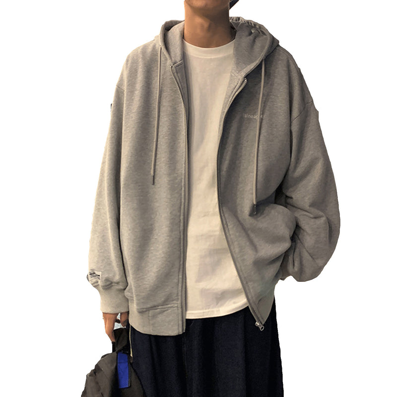 Men Hoodie Sweater Men's Hooded Zipper Hong Kong Style Casual Loose Sports Jacket