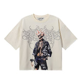 Bkys men's short-sleeve t-shirt - streetwear print, washed, rhinestone detail, 100% cotton