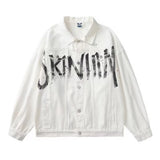 Graffiti Bomber Jacket Autumn Print Baggy Coat