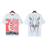 Men's short-sleeve t-shirt - washed print with hotfix rhinestones - 100% cotton - premium quality