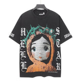Washed and hot-drilled men's t-shirt short-sleeved g pure cotton hip hop street