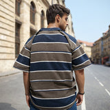 Men T Shirts Vintage Stripe Short Sleeve T-shirt