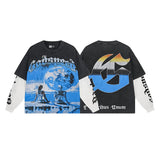 Men's long-sleeve t-shirt - washed print tee - 100% cotton