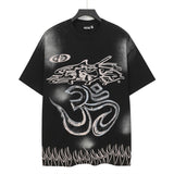 Men's t-shirt short-sleeved washed hot diamond printing g pure cotton hip hop street printing