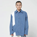 Men Long Sleeve T Shirt Stitching Long Sleeve Shirt Street BF Loose Multicolor Shirt