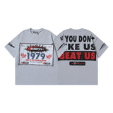 Men's short-sleeve t-shirt - washed print with hotfix rhinestones - 100% cotton - premium quality