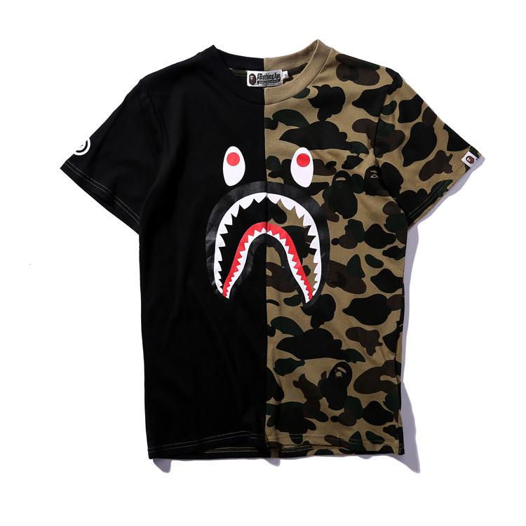 Bathing Ape T Shirt Stitching Summer Camouflage Short Sleeve T-shirt