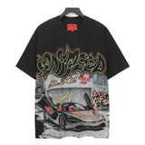 Godspeed men's short-sleeve t-shirt - washed print, hotfix rhinestone detail, streetwear style
