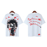Men's short-sleeve t-shirt - washed print with hotfix rhinestones - 100% cotton - premium quality