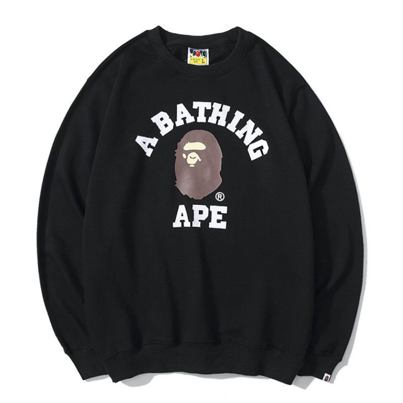 Bathing Ape Sweatshirts Autumn and Winter Men's Printed Cotton Terry round Neck Sweater T-shirt