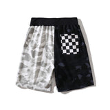 Bathing Ape Shorts Shark Shorts Men's and Women's Black and White Color Matching Pants Cropped Pants