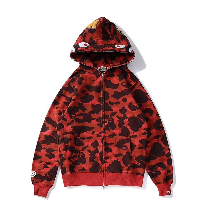 Bathing Ape Hoodie Autumn and Winter Women Teenagers Cotton Printed Camouflage Brushed Hoody Hoodie