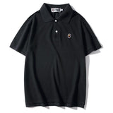 Bathing Ape T Shirt Solid Color Casual Embroidered Short-Sleeved Polo Shirt