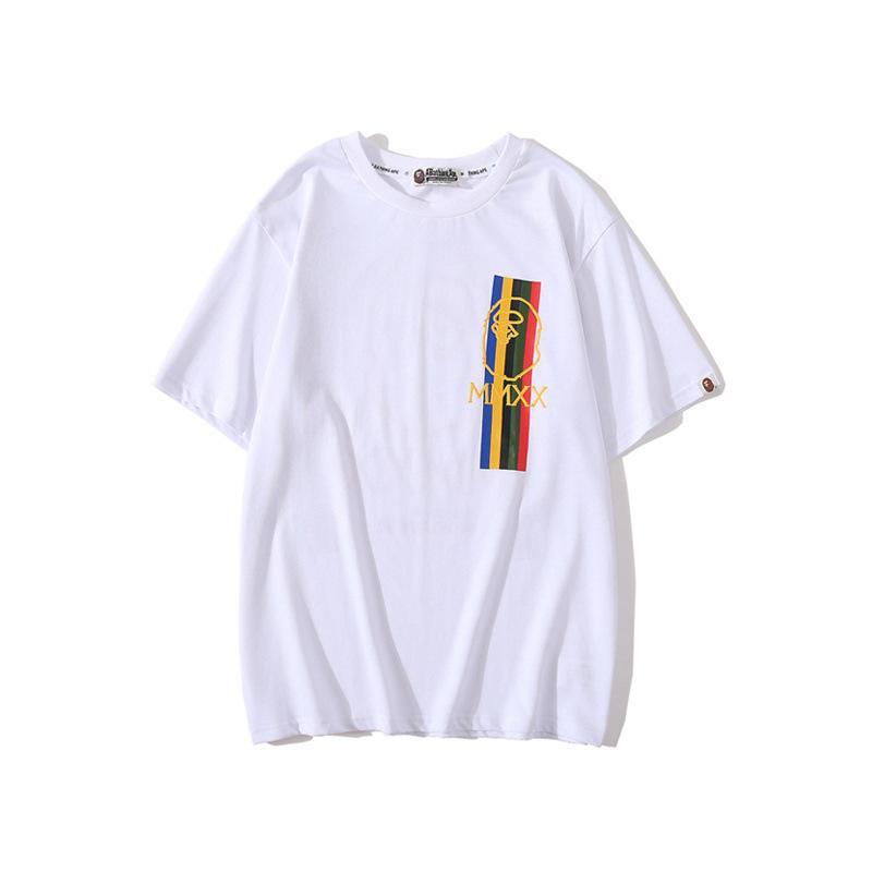 Bathing Ape T Shirt Summer Pure Cotton Color-Striped Printing T-shirt Short Sleeve