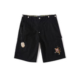 Bathing Ape Shorts Shark Head Embroidery Tiger Head Tooling Shorts Men's Casual Pants