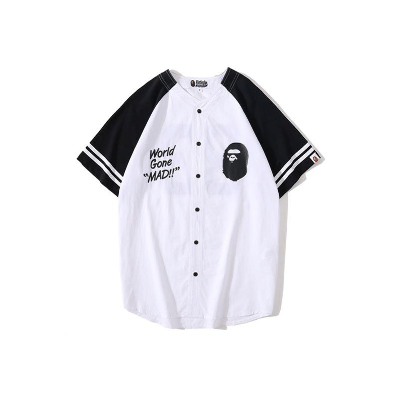 Bathing Ape T Shirt Baseball Uniform Shirt/T-shirt Cardigan Short Sleeve